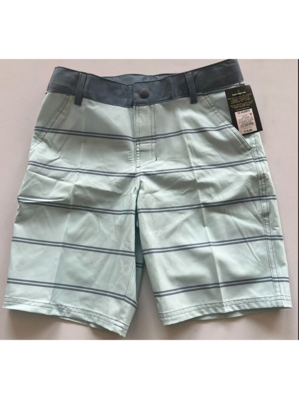 Art Class Boys Striped Hybrid Swim Shorts Light Blue 12 Husky Size 12 - Picture 2 of 3